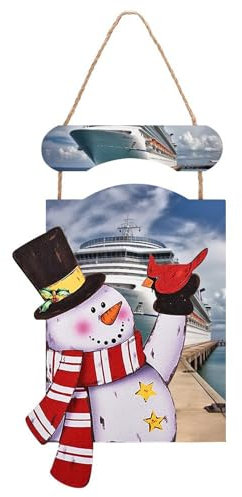 Cruise Ship Christmas Decorations Indoor Outdoor Home Decorations Wooden Merry Christmas Sign for Front Door Wall Hanging Ornament Hanging Christmas Tree Ornaments