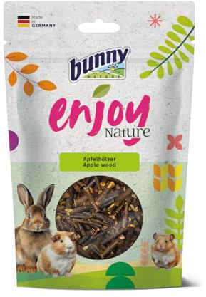 Bunny EnjoyNature Apfelhölzer | 100 g | Einzelfuttermittel für Kaninchen und andere Nagetiere | Natürliche Snack-Option für Kaninchen und Nagetiere | Ohne Konservierungsmittel