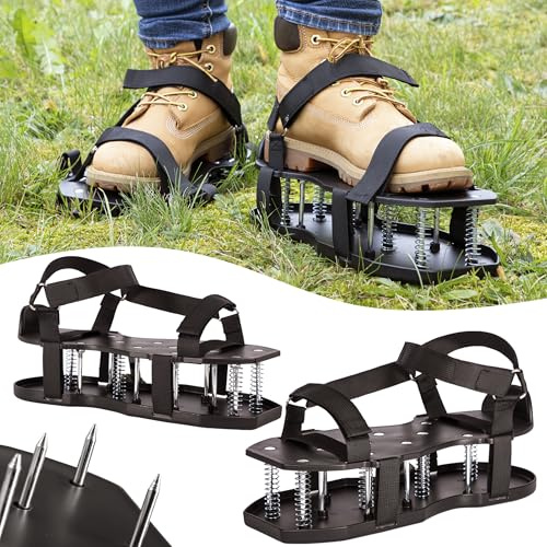 ONVAYA® Rasenlüfter-Schuhe ǀ Doppelsohle mit Federn ǀ passend für die Schuhgrößen 37 bis 47 ǀ mit verstellbarem Klettverschluss ǀ Nagelschuhe zur Rasenbelüftung