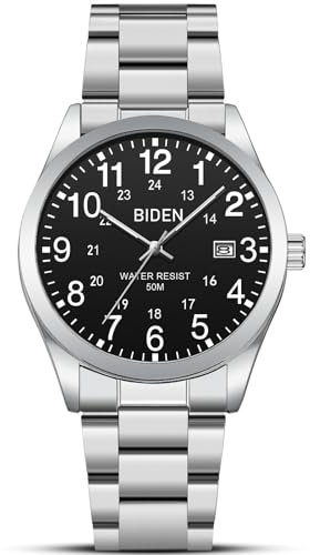 LN LENQIN Uhren Herren Edelstahl Herren Uhr Analog Quarzuhr 30M Wasserdicht Armbanduhrherren Mode Casual Designer Uhr für Männer