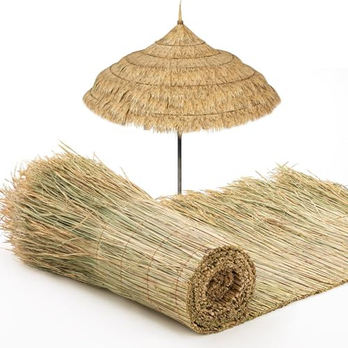 Maasechs 35 x 25' Friendly Natural Roof Straw Hand Woven Straw Roll Upgraded Thatch Roof for DIY Projects Duck Hunting Camo Mesh, Tiki Bar, Palapa Thatch Roofing, Patio Umbrella Covers