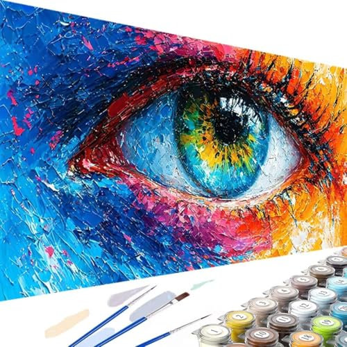 Malen Nach Zahlen Erwachsene Graffiti Malen Nach Zahlen, Menschliches Auge Paint by Numbers, Bastelset Erwachsene Frauen - mit Pinseln und Acrylfarbe Set, Wanddekoration 50x100cm Ohne Rahmen 3-1