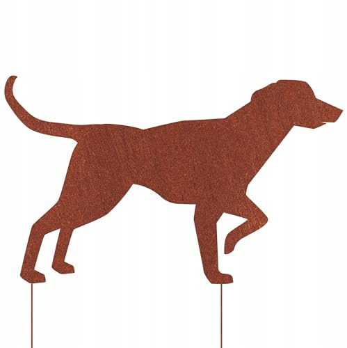 Kapaga - Gartenfigur aus Rost - Metall - Edelrost - Jagdhund - Höhe 46 cm | auf Einschlagbeinen, Tierfigur, Dekofigur - Dekoration Gartendeko - Gartendekoration