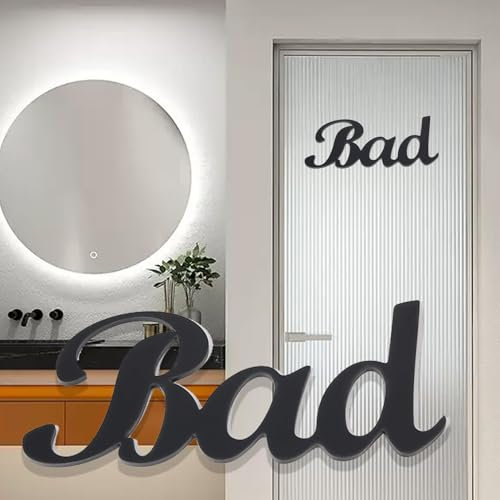 Mincloss Bad Türschild Acryl Bad Schild Selbstklebend Toilettenschild Badezimmer Schild Tür, Bathroom Door Sign, Toilet für WC, Hotel, Gästetoilette & Privatbad (21 * 9cm)