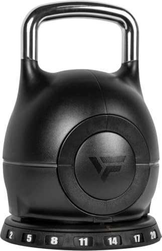 VirtuFit Kettlebell Verstellbar | Kugelhantel mit einstellbarem Gewicht 2/20 kg - Robuste Stahlkonstruktion für Functional Training, Crossfit & Kraftsport | Ergonomischer Griff | Schwarz