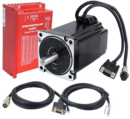 STEPPERONLINE YS Serie 1-Achs Closed-Loop-Stepper-Kit 9,00Nm(1274,5oz.in) Nema 34 Motor mit 2,0m Kabel & 0-8,5A 20-80VAC/30-110VDC Treiber V1.0