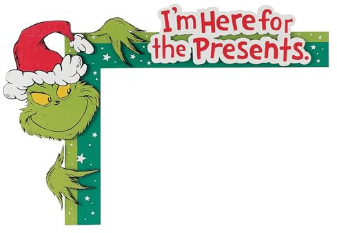 Department 56 Flourish Dr. Seuss Grinch Here for The Presents Christmas Eckdekoration, MDF Sperrholz, Mehrfarbig, 11 Inch
