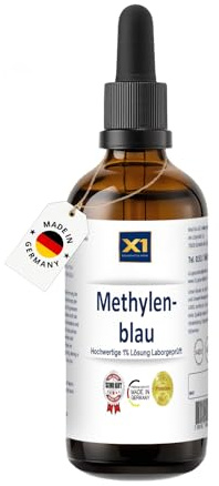 X1 Methylenblau 1 % Lösung 100 ml – 99,8 % reine Substanz in nanogefiltertem Wasser – Schwermetallfrei, vegan & laborgeprüft – Braunglas mit Pipette – Pharmaqualität – Made in Germany