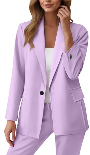 RLEHJN Blazer Damen Sportlich Große Größen Dünn Blazerjacke Retro Jacke Büro Office Suit Blazer mit Taschen Basic Jacke Longblazer Trenchcoat Strickjacke Große Größen Revers Anzug Für Office