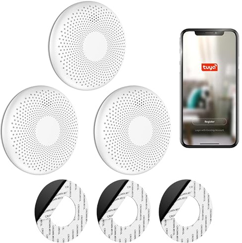 SAVS CS11W Kombinierter Rauch und CO Melder WLAN 3er-Pack – 10 Jahre Batterie – Rauchmelder und Kohlenmonoxid Melder - Smart WiFi kompatibel mit Tuya App – Montage ohne Bohren | 3er-Set Rauch- & CO-Melder mit WLAN, Tuya Smart App, 10-Jahres-Batterie, Push-Benachrichtigungen und Montage ohne Bohren.