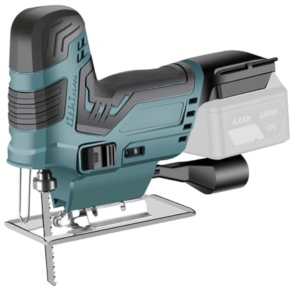 CISSIYOG Akku-Pendelstichsäge kompatibel mit Makita 12V Akku, Akku Stichsäge mit 2x Sägeblatt für Kurven (ohne Akkus/Ladegerät)