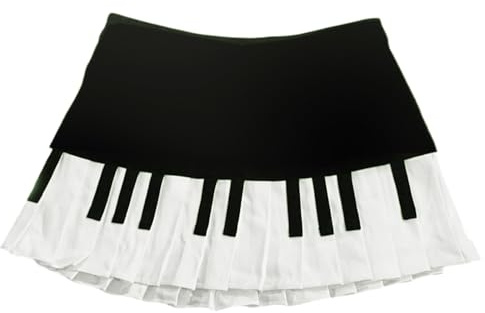 Klavierrock Für Damen Y2k Streetwear Piano Minirock Coquette Aesthetic Grunge Outfit Mini Röcke für Damen, hohe Taille, skurriler Twee Rock, Y2k, Harajuku, dunkel, kokett, ästhetischer Grunge