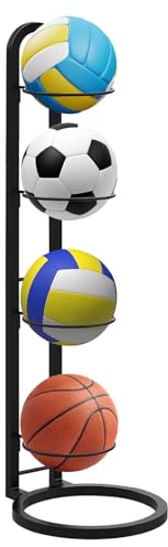 Oridaceae Sports Ball Storage Rack, Football Stand Basketball Rack, Vertical Storage for Footballs, Basketballs, Handballs, Volleyballs, Sports Equipment Organizer