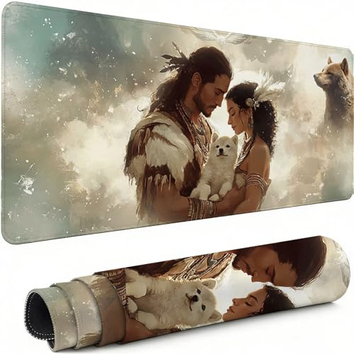 Tapis de Souris Gamer Couples Tapis Souris XXL 800 x 400 mm, sous Main Bureauavec Bords Cousus, Ours Mouse Pad avec Caoutchouc Antidérapant, pour Le Bureau Et La Maison, Cadeaux pour Hommes C-3070