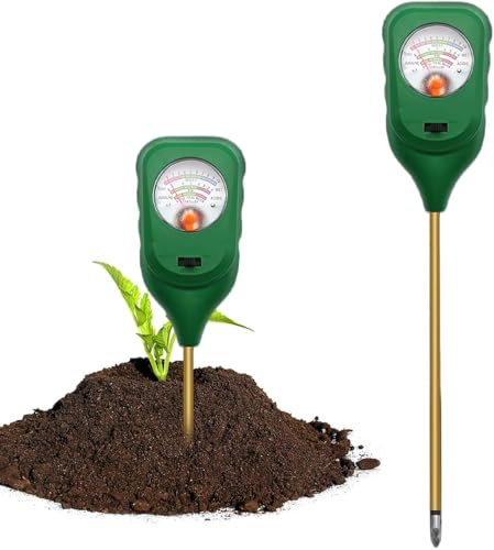 Bodenmessgerät 3-in-1,Bodentester für pH, Feuchtigkeit und Fruchtbarkei, Boden Feuchtigkeitsmesser für Gartenarbeit,Rasen,Landwirtschaft und Außen Pflanzen,Kein Batterien erforderlich