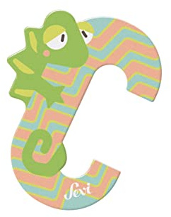 Sevi Letter C Chameleon Wooden letters for children's bedroom decor | 10cm | Animal Alphabet | model 83003