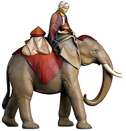 Mann auf Elefant Mod. Original Redentore 10cm Grödnertal Holz