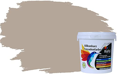 RyFo Colors Silikonharz Fassadenfarbe Lotuseffekt Trend Fango Light 1l - bunte Fassadenfarbe, weitere Braun Farbtöne und Größen erhältlich, Deckkraft Klasse 1