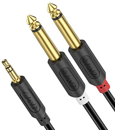 J&D Cavo Audio Jack 3,5mm a Doppio 6,35mm, Cavo Jack 3,5 a Jack 6,3, 3,5 mm 1/8 TRS a doppio 6,35 mm 1/4 TS Mono Y-Cable Cavo Splitter per Smartphone Tablet Cuffie Altoparlante Amplificatore - 4.5m