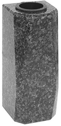 Grabvase aus Granit schmal-eckig dunkel (Wandvase)
