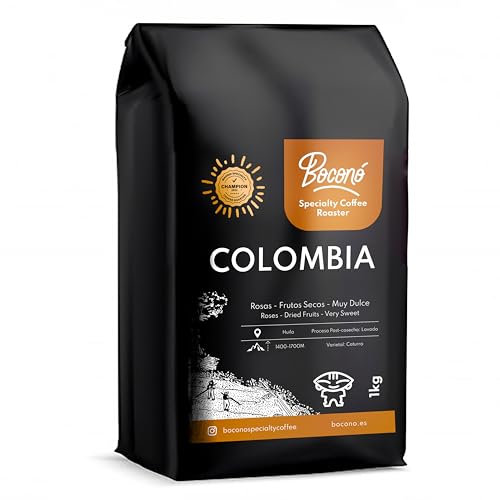 Boconó Specialty Coffee. Café en Grano Natural 1kg Origen Colombia. Café de Especialidad Tueste Medio Artesano. Proceso Lavado. Grano Arábica para Espresso, V60 y Chemex. Coffee Beans