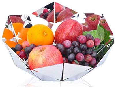HQQSC Fruit Bowl Fruit Basket Fruit Bol en Acier Inoxydable Accueil Fruits Panier Table Basse Facile à Nettoyer la Plaque de Fruits Plateau de Vaisselle (Color : Silver, Size : 29.8 * 11 * 17CM)