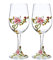 XUDREZ Handmade Painted Enamel Flower Gin Balloon Glass Wine Glass Set, Red Wine Set of 2, Birthday Gifts for Women Mum Friends Mothers Day, Lead-Free (Pink Lily（Set of 2）)