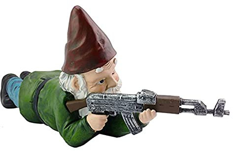nezababy Military Gnomes Funny Army with Guns AK47 Garden Decor Outdoor Statue Figurines Lawn Yard Decoration Resin (D)