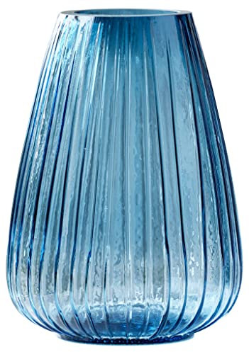 BITZ Kusintha Vase aus Glas, Höhe 22 cm, Blau