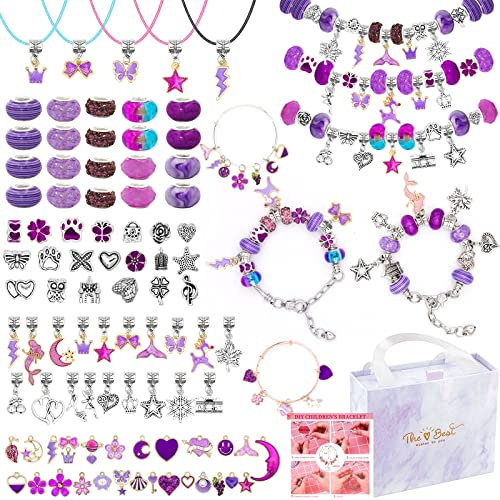 Zoyomax 162-teiliges Schmuckherstellungsset für Mädchen im Alter von 14 Jahren, Charm-Armband-Halsketten-Herstellungsset mit Perlen, Einhorn-/Meerjungfrauen-Bastelgeschenke-Set für Mädchen, Teenager,