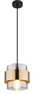 Globo LED Pendelleuchte mit Rauchglas und Messingring Ø18cm, 1-flammig