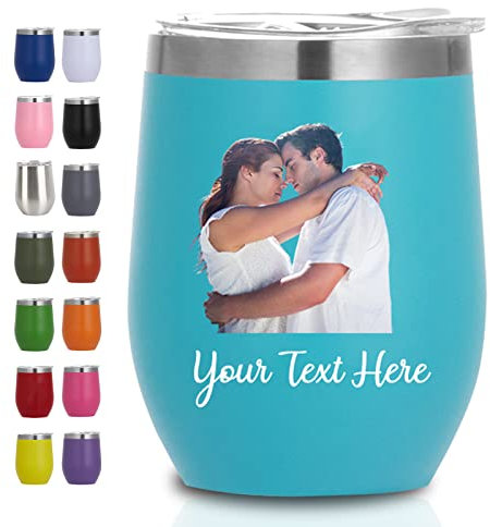 Bicchiere da vino personalizzato Bicchiere da vino con foto personalizzata con coperchio Bicchieri da vino personalizzati con logo Nome Regali personalizzati per la festa della mamma Mamma Donna