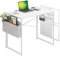 JSB 31.5 Small Folding Computer Desk with Storage Bag and Hook, Writing Desk Modern Industrial Work Table Laptop Desk for Home Office (All White)