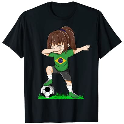 Fußball Brasilien Trikot Shirt Brasilien Flagge Fußball Mädchen Dab T-Shirt