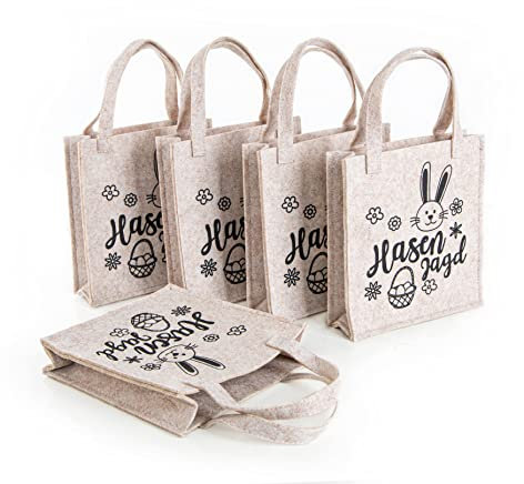 Logbuch-Verlag 5 kleine Ostern Filztaschen zum Befüllen als Geschenk 18 x 20 x 5 cm Osterhase Ostergeschenk verpacken für Kinder & Erwachsene