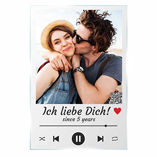 INDIGOS Musik Bild - Song Cover - 20x15 cm - personalisiert - Geschenk - Acrylglas - für Frauen & Männer - individuell mit Wunsch Foto und Wunsch Text - Fotogeschenk für Sie & Ihn