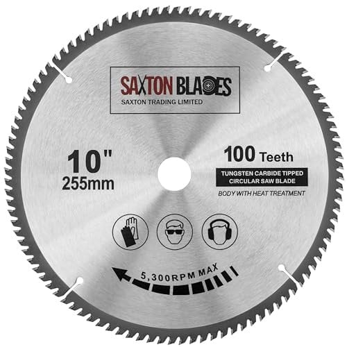 Saxton TCT Metallsägeblatt, Kreissägeblatt, Sägeblatt, fein geschnitten, 255 mm x 100 T x 25,4 mm Bohrung, passend für Evolution Rage Sägen