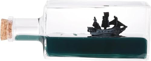 Black Pearl Piratenschiff in einer Flasche - Boot in einer Box Flüssigkeitswelle Flüssigkeit Drift Flasche Black Pearl Piratenmodell Schiff Segeln Simulation für Heimdekoration Vitrinen Schreibtisch