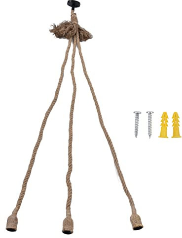 OKJHFD Corde De Chanvre Corde De Lustre Rétro Corde De Lampe De Corde De Chanvre 1.5m avec 3 Bases D'Ampoule DIY Support De Lampe De Corde De Chanvre Créatif pour la Décoration de la Maison