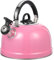 KALLORY Edelstahl Wasserkocher Rosa Teekanne Rosa Teekessel Pfeifender Teekessel Edelstahl-Teekanne Für Ihr Zuhause Wohnheim Wohnung Edelstahl