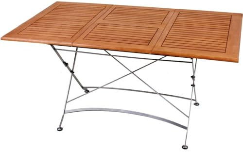 möbelando Gartentisch >Wien< in holzfarben/schwarz aus Holz, Stahl - 90x74x150cm (BxHxT)