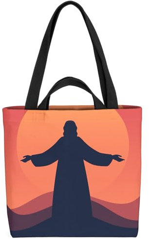 VOID Jesus Statue Heiliger Berg Tasche 33x33x14cm,15l Einkaufs-Beutel Shopper Einkaufs-Tasche Bag