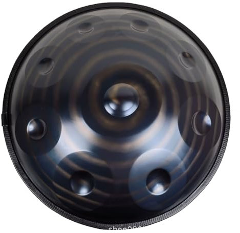 432Hz/440Hz Harmonic Handpan Drum in d-Dur 9 Töne 56cm Stahl mit weicher Handpan Tasche Harmonische Percussion,Gelb,432 Hz