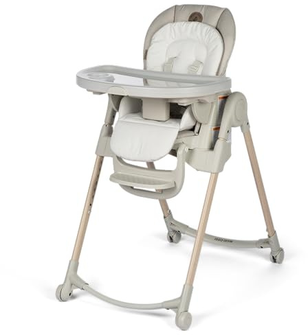 Maxi-Cosi Minla 6-in-1 High Chair for Babies & Toddlers, Portable Foldable Highchair, EcoCare Fabric, 9 Heights, 5 Reclines, 4 Tray Positions, Classic Oat