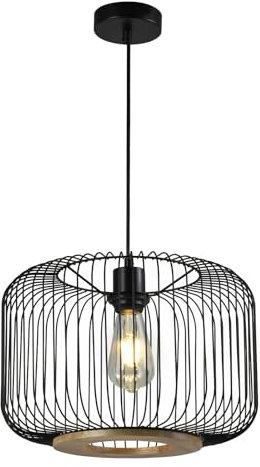 LQWELL® Pendellampe Schwarz, Retro Hängelampe Hängeleuchte E27 Vertigo Lampe Höhenverstellbare Kronleuchter Max 60W für Esszimmer Cafés Studio Bartheke Schlafzimmer Einkaufszentrum Dekor