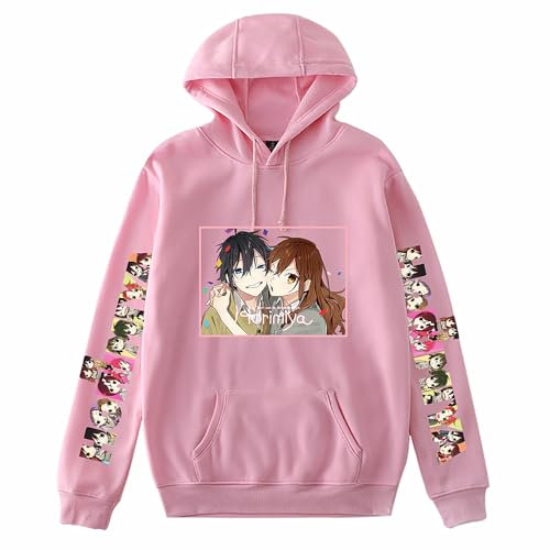 Anime Manga Hori San to Miyamura Kun Cartoon-Kapuzenpullover, lockeres rosa Sweatshirt für Horimiya-Fans, Cosplay oder Geschenk, Pink 5, S