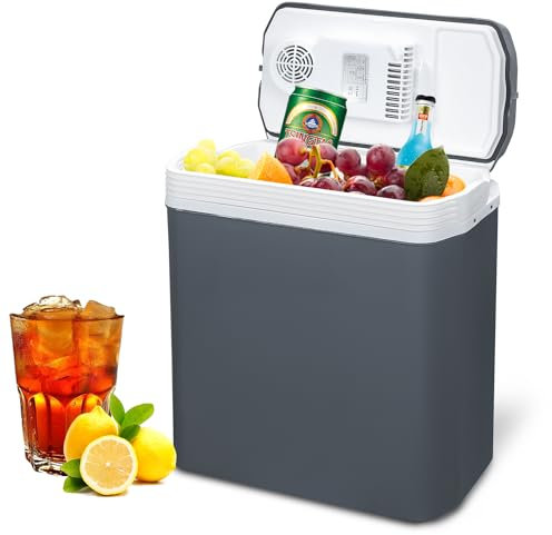 Jiubiaz 32 Liter Kühlbox Elektrischer, Auto Kühlbox mit Kühl- und Warmhaltefunktion, ECO Modus 12V & 230 V für Auto und Steckdose mit Kabel, Elektrokühlbox für Auto und Camping