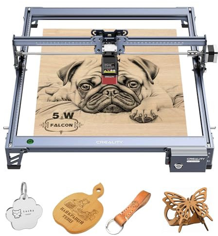 Creality Falcon 5W Laser Graviermaschine Laserschneider, hochpräzise 10000 mm/min Lasergravur Maschine für Holz Metall Glas Leder, DIY Lasergravierer für Anfänger