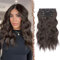 FESHFEN Clip in Extensions, 4PCs Lang Wellig Voller Kopf Haarverlängerungen mit Clips Synthetik Gewellt Schwarz Braun Haarextension Wavy Haar Extensions Clip in Haarteil für Damen 40 cm