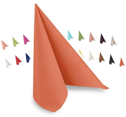 Hypafol Airlaid-Serviette orange | 50 St. | unterschiedliche Farben für jeden Anlass | 40 x 40 cm | abgestimmt auf Einrichtung & Dekoration | für Gastronomie und Zuhause